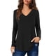 thumbnail image 1 of Camisas básicas casuales de manga larga con cuello en V para mujer, 1 of 4