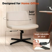 BestOffice Armless Office Chair, Criss Cross Chair Legged, No Wheels Swivel for Men, Women(Biege)