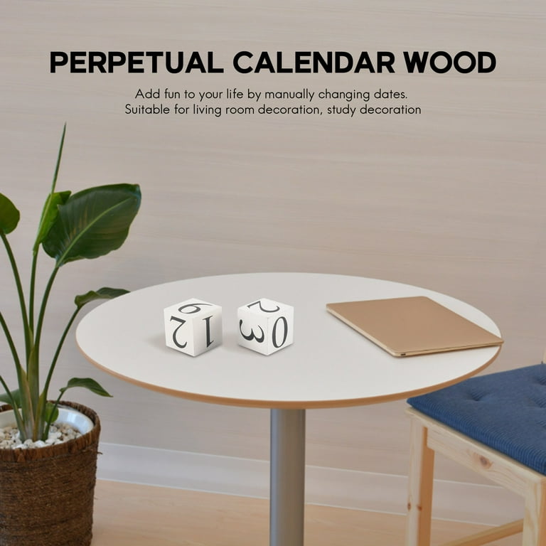 Livholic Rustic White Cubical Accessories for Work Succulent Calendar Decor  Wooden Desk Calendar Blocks for White Office Decor, Home Kitchen