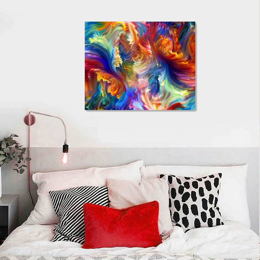 QZHH Abstract Colorful Wall Art Rainbow Canvas Wall Decor Bright Multicolor Color Blocks Splash Picture Art Modern Contemporary Prints Painting Artwork for Home Living Room Office Decoration