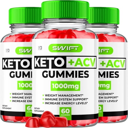 (3 Pack) Swift Keto ACV Gummies- Apple Cider Vinegar Supplement for Energy & Focus - Dietary Supplement Gummies with Apple Cider Vinegar Folate Vitamin B12 B6 Beet Root (180 Gummies)