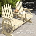 thumbnail image 6 of Outsunny 2-Seat Wooden Garden Bench with Center Table, Firwood Patio Bench with Umbrella Hole, High Backrest and Armrests, Rustic Wagon Wheel Design for Backyard and Porch, Natural, 6 of 8
