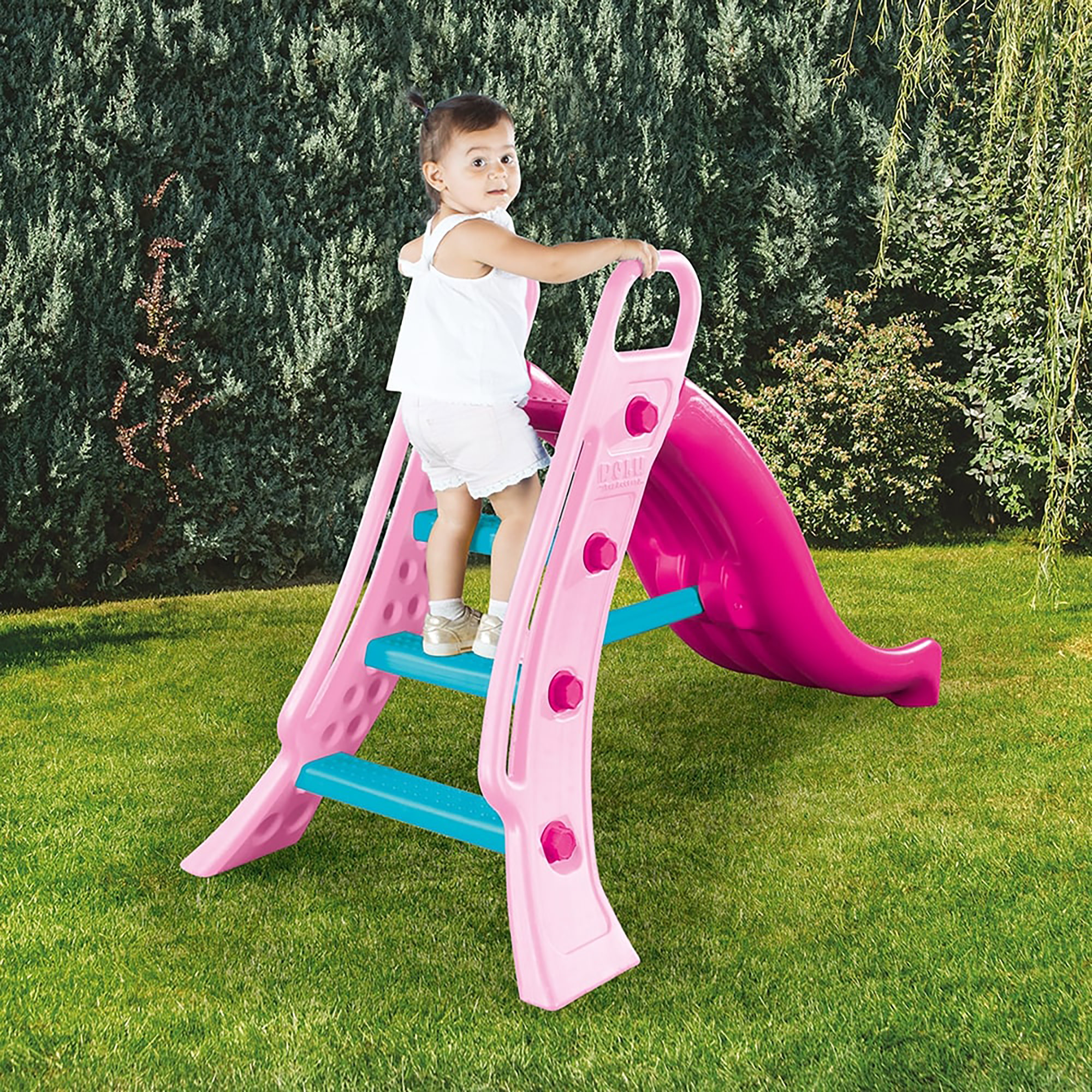 Dolu: Big Water Slide - Unicorn - Pink & Blue, Hose Hookup, 3 Step Ladder, Wet & Dry, Indoor-Outdoor, Plastic Playground Equipment Toy, Kid-Toddler 2+