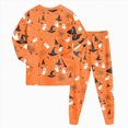 thumbnail image 4 of Zuwimk Toddler Girl Boys Pajamas Halloween Funny Graphic Pjs Jammies Fall Winter Long Sleeve Sleepwear Sets,Y009-Orange, 4 of 9