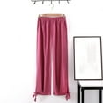 thumbnail image 2 of Women's Straight Leg Lounge Pants Lightweight High Waisted Solid Color Loose Full Length Pants Casual Ladies Trousers, 2 of 3