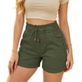 thumbnail image 2 of Sheghy Women's Shorts Casual Women Solid Elastic Waist Drawstring Casual Shorts with Storage Pockets Army Green XXL, 2 of 6