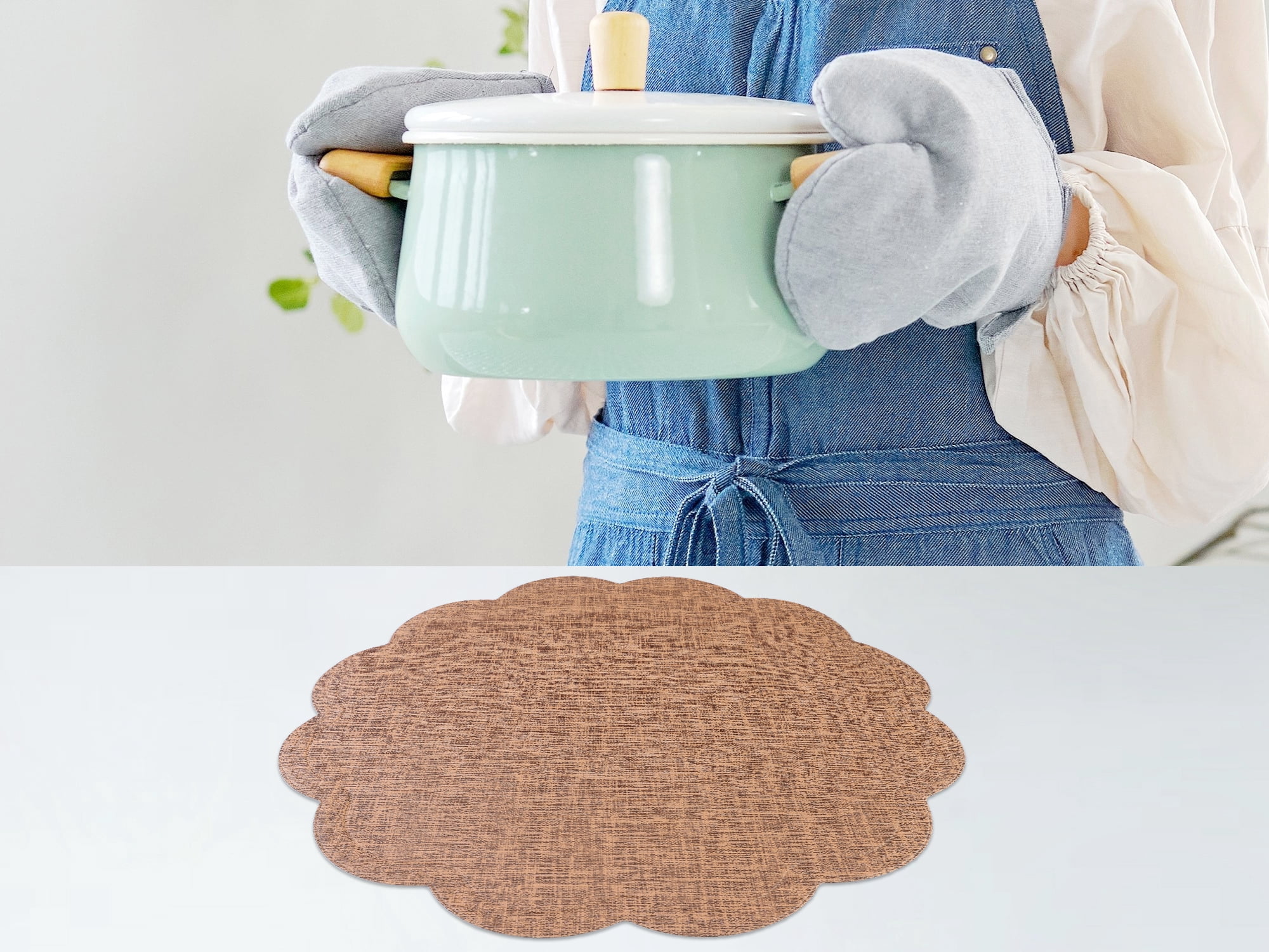 Unique Bargains Set of 6 Flower Placemats for Kitchen Coffee 15*15in