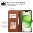 thumbnail image 4 of Allytechgroup for iPhone 16 Plus Wallet Case, Stylish Phone Case with Card Slots RFID Blocking Flip Stand PU Leather Shockproof Convenient Hand Wrist Case Cover for iPhone 16 Plus, Brown, 4 of 9