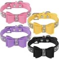 thumbnail image 1 of collares brillantes para perro con lazo ajustables con cristales de imitación para cachorros, para perros y gatos (rosa, amarillo, morado, negro, mediano) Rosa, amarillo, morado, 1 of 5