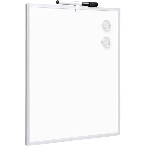 Small Dry Erase Whiteboard, Magnetic Bulletin Board, with Marker and Magnets, 11"W x 14"H, Aluminum Frame