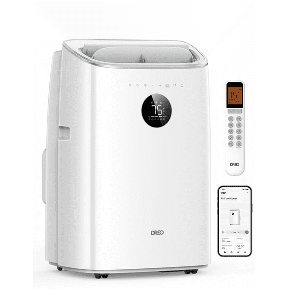 DREO Portable Air Conditioner 319S, 10000 BTU ASHRAE (6000 BTU DOE) Smart AC Unit for Bedroom with Drainage-free Cooling, Fan&Dehumidifier 3 in 1, APP/Voice/Remote, Quiet Standing AC for Room Indoors