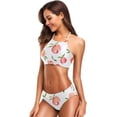 thumbnail image 3 of Dreamtimes Peach Painted Fruit Swimsuits Padded Bikini Sets Sexy Swimwear for Women, Medium, 3 of 7