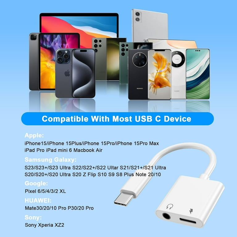 Apple MFi Certified iPhone 15 Adapter 2 Pack USB C to 3.5mm Fast Charging for iPhone 15 Pro Max Plus Samsung iPad Walmart