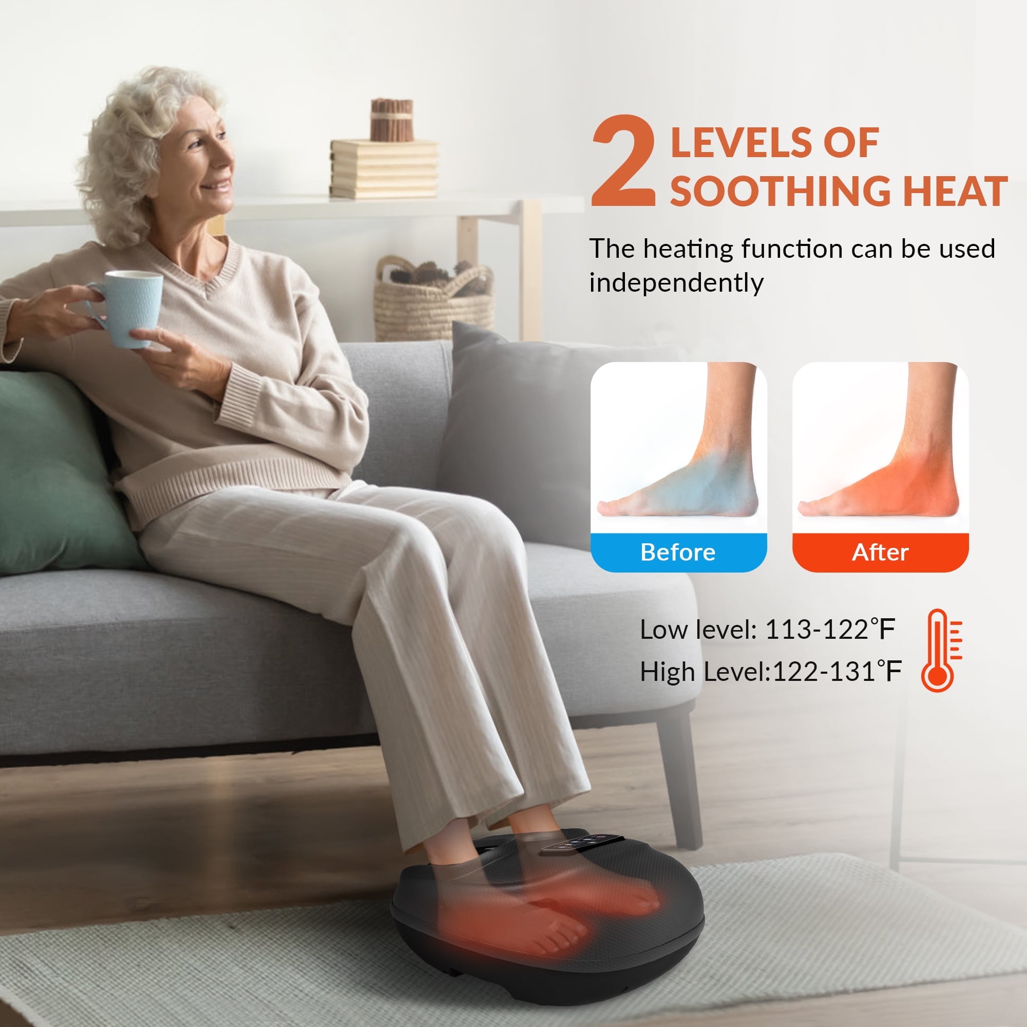 Foot Massager with Heat, Shiatsu Feet Massager Machine for Relax, Black, Gifts