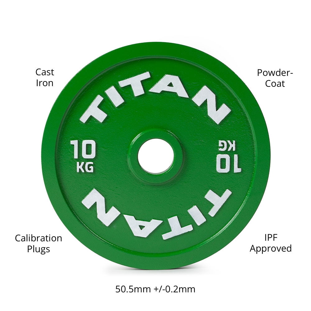 Titan Fitness 10 KG Olympic Calibrated Steel Powerlifting Plate, Machine Precision Steel Discs, Sold Individually