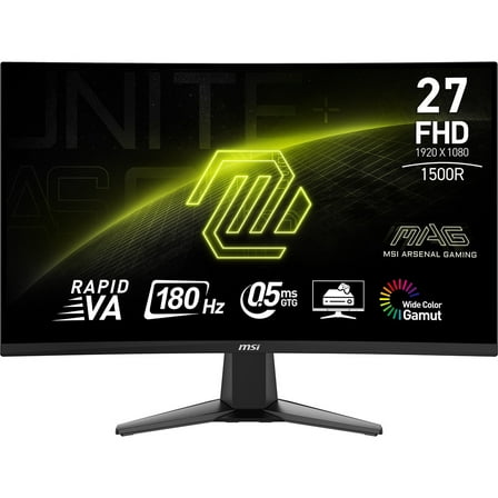 MSI 27" 180 Hz Rapid VA FHD Gaming Monitor Adobe RGB / DCI-P3 / sRGB: 78% / 73% / 93% MAG27C6F