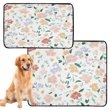 IAUYY Washable Pee Pads for Dogs Medium+Large Absorbent and Leak-Proof Non-Slip Reusable Puppy Pee Pads for Dogs Applicable to Playpen Potty Crate The Scattered Floral Elements Form