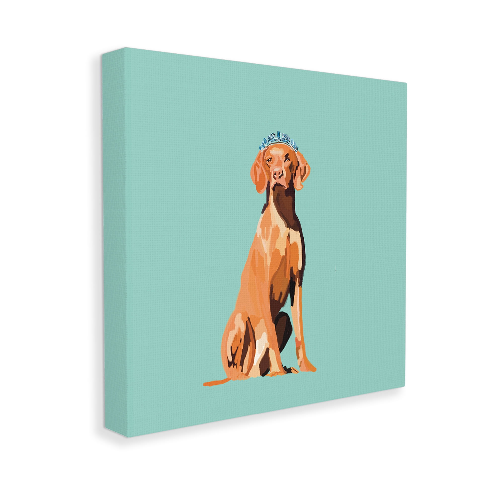 Stupell Industries Labrador Dog with Crown Animals & Insects Painting Gallery Wrapped Canvas Art Print Wall Art, 17 x 17