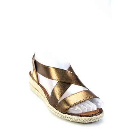 

Pre-owned|Aquatalia Women s Metallic Bronze Strap Espadrilles Sandals Size Gold Size 6