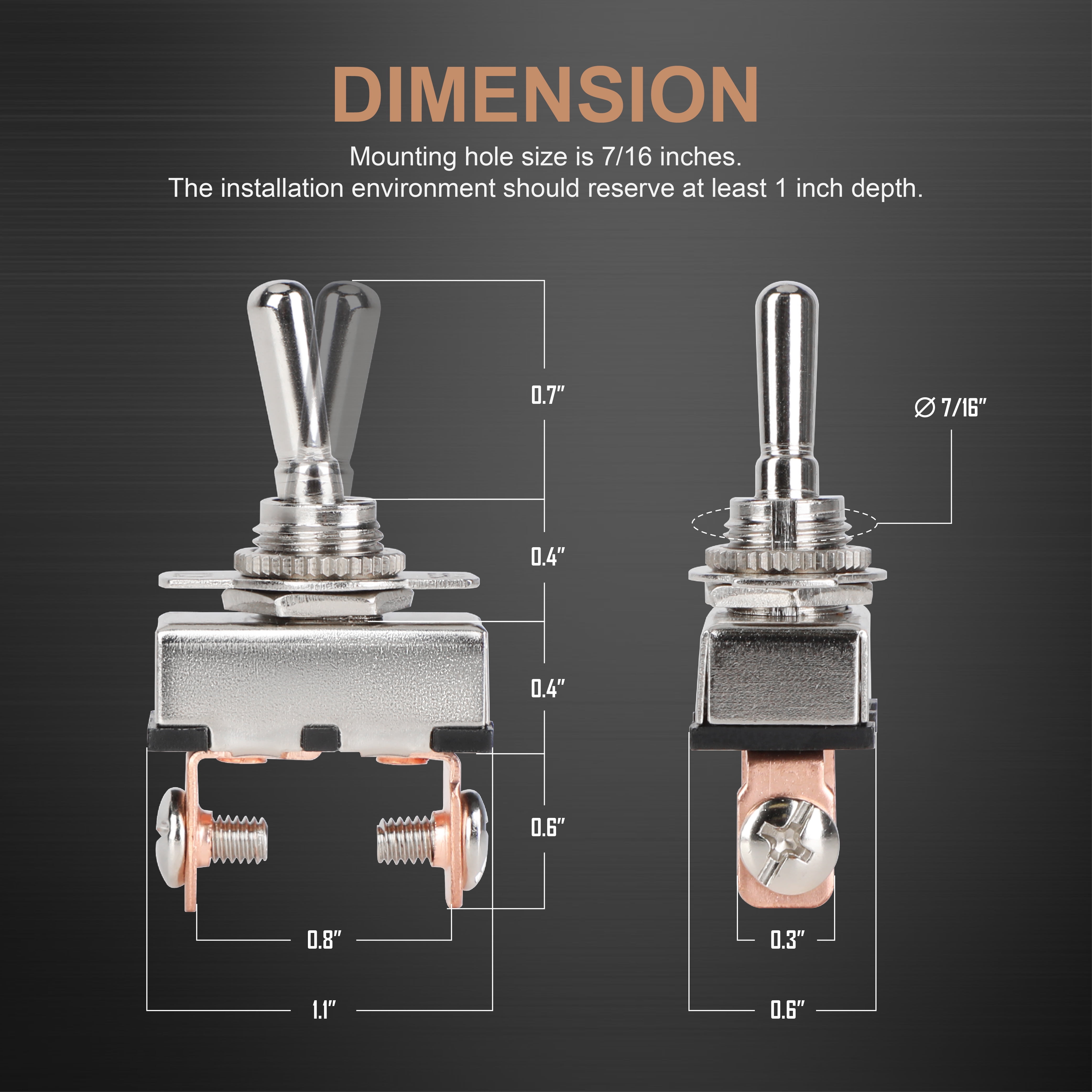 EverStart Universal Metal Toggle Switch 20 Amp 12 Volt DC, Silver