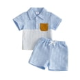 thumbnail image 3 of Baby Boy Outfits Patchwork Print Lapel Short Sleeve Polo Shirt Top And Shorts 2 Piece Casual Wear Boys' Clothing Sets Size 12-18 Months, 3 of 6