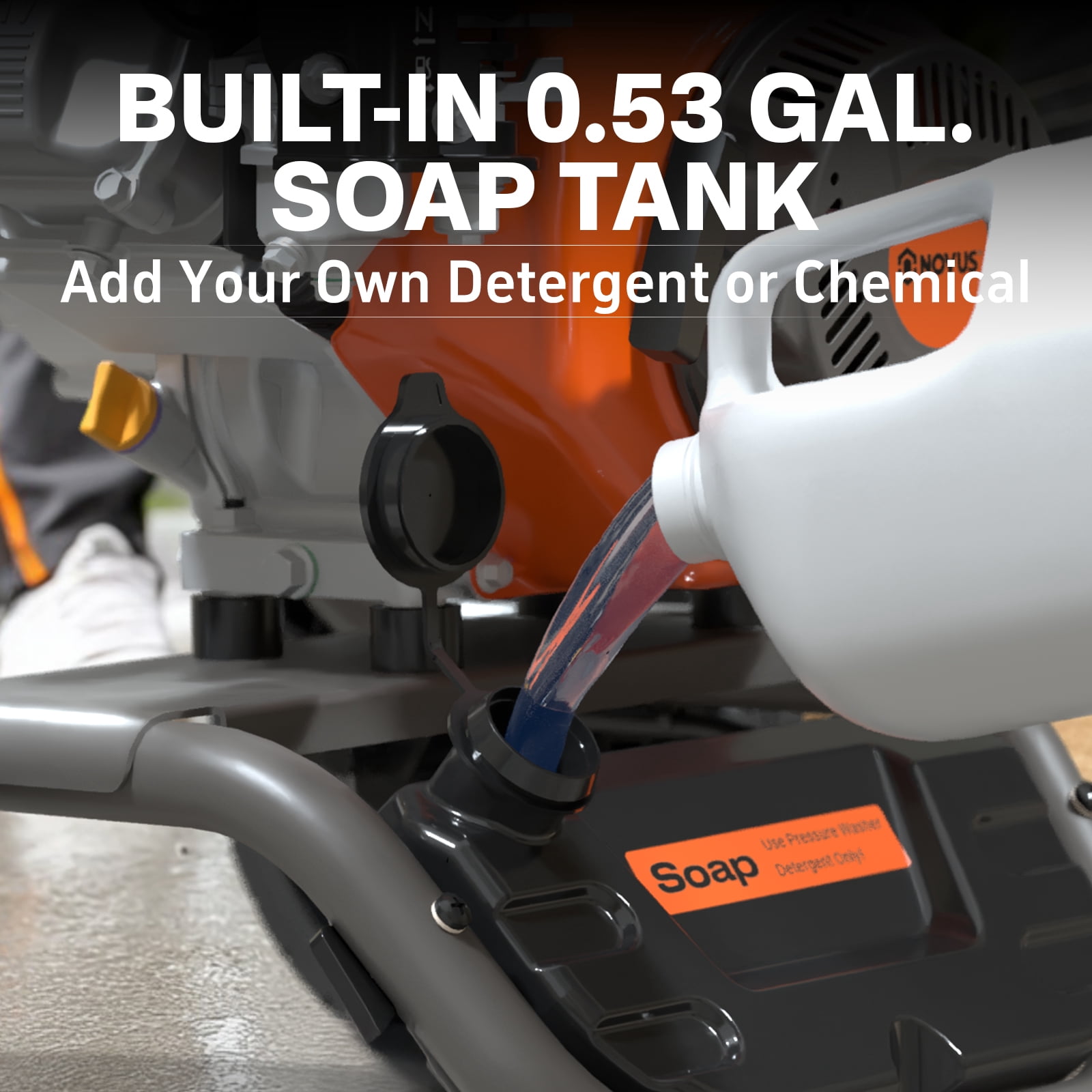 NOVUS Gas Pressure Washer 3100 PSI 2.5 GPM 212cc Engine with 30FT Hose, 5 Quick Connect Nozzles, Onboard Soap Tank, Spray Gun and Wand