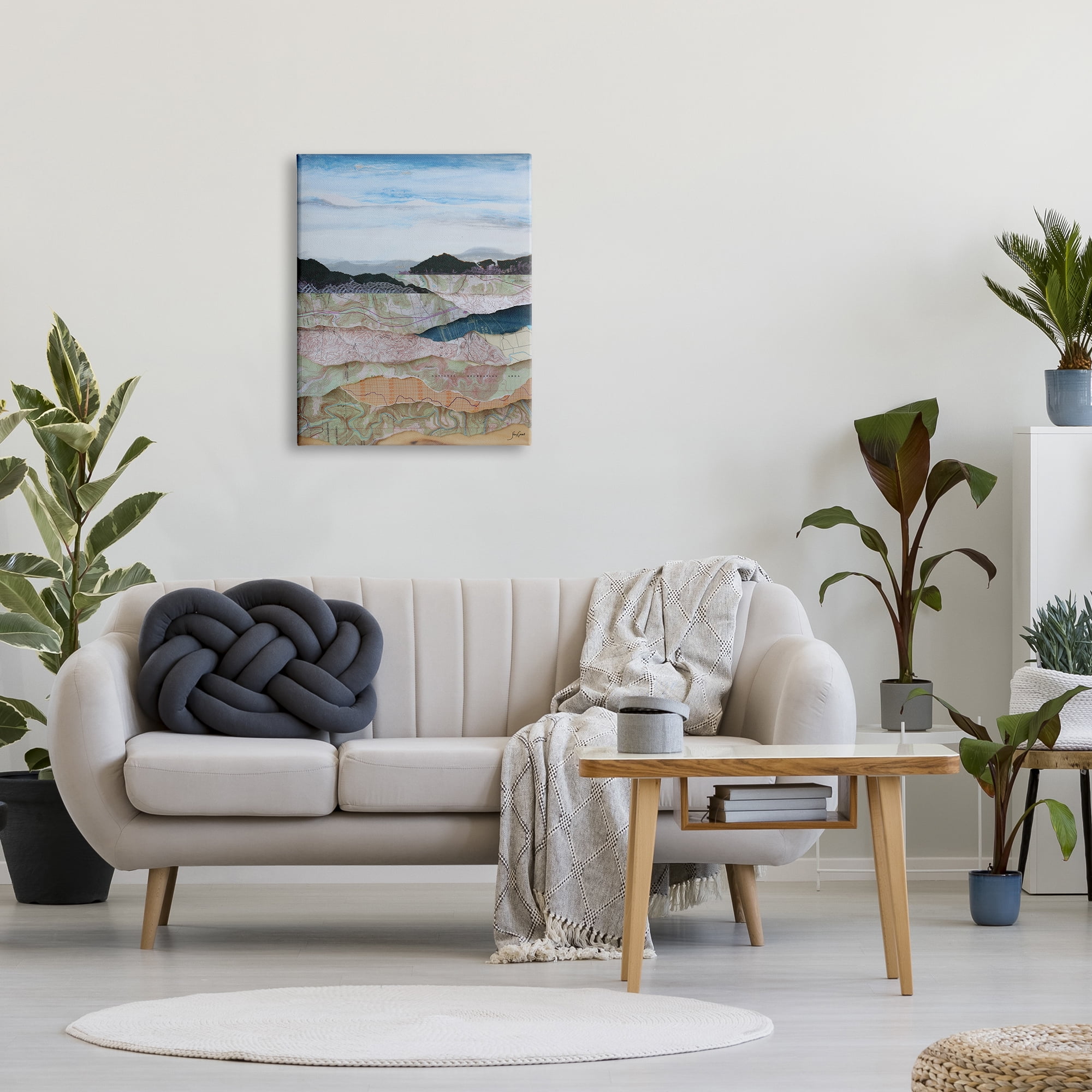 Stupell Industries Map Collage Landscape Nature Painting Gallery Wrapped Canvas Print Wall Art, 24 x 30