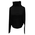 thumbnail image 4 of Ediodpoh Women's Turtleneck Solid Color Knit Pullover Batwing Sleeve Sweater Top Knit Tops for Women Black S, 4 of 4