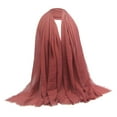 thumbnail image 4 of Soft Long Scarf for Women Plain Pleated Shawl Hijab Jewish Head Shawl Headscarf Headwrap Light Red, 4 of 8