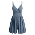 thumbnail image 2 of Staron Summer Rompers for Women Casual Sleeveless Athletic Jumpsuit Solid Color Comfy Pullover Shorts, Blue S, 2 of 4