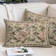 thumbnail image 2 of Beige Spring Floral Throw Pillow Covers, Elegant Pastoral Flowers Birds Watercolor Soft Breathable Pillow Cases with Invisible Zipper, Small Pillowcases for Couch Bed Sofa Chair 16x24 Inches, 2 of 9