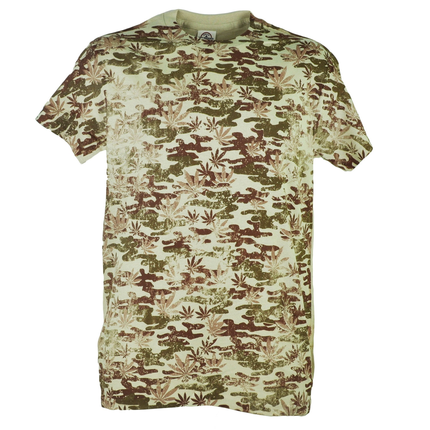 Marijuana Camouflage Distressed Camo Weed Cannabis Adult Beige Tshirt Tee