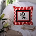 thumbnail image 3 of Carolines Treasures CJ1012-RPW1414 Letter R Initial Monogram Red Black Polka Dots Decorative Canvas Fabric Pillow, 3 of 4