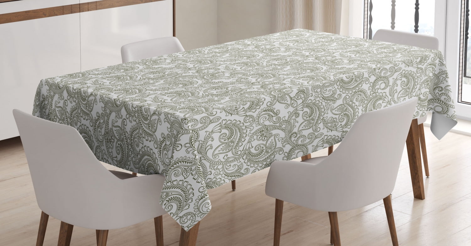 Floral Tablecloth, Traditional Indian Damask with Classic Ethnic