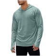 thumbnail image 3 of Men's Sun Hoodie UPF 50+ Rash Guard Thumb Holes Long Sleeve UV-Protection Fishing Lightweight Athletic Sunshirts (XL, Green 01), 3 of 8