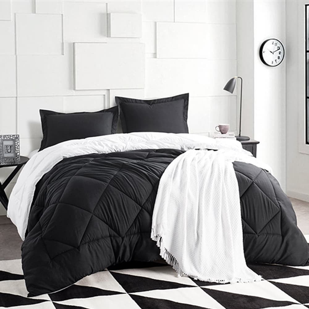 black and white bed comforter