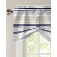 thumbnail image 2 of Tie Up Valance Curtain for Kitchen,Classic Stripes Retro Rod Pocket Short Curtains Adjustable Tie-Up Shade Valances,Blue Beige White Window Treatment for Bathroom Living Room Bedroom, 2 of 8