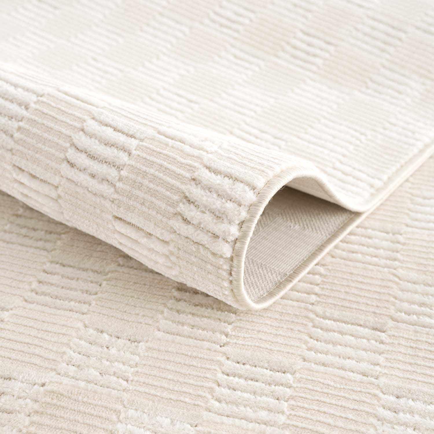 Hauteloom Truls Machine Washable Contemporary Area Rug - Modern Geometric Checkered Carpet for Living Room, Bedroom - Cream - 9'2" x 12'