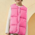 thumbnail image 2 of Afuyipoi Kids Button Down Quilted Jacket Sleeveless Puffer Winter Warm Gilet Size 2-10 Pink Size 5T, 2 of 7
