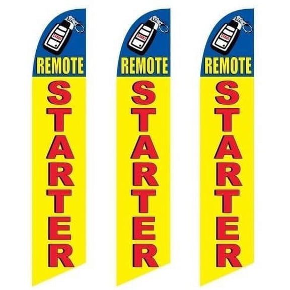 3 three Pack Tall Swooper Flags Remote Car Starter Red Yellow Keyless