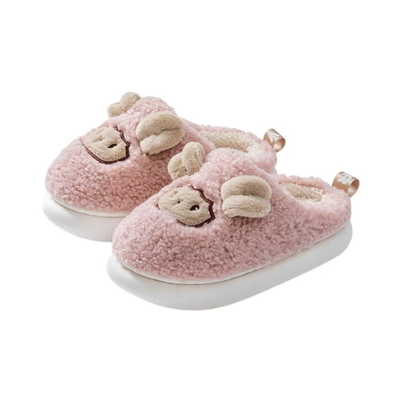 WZEIIOT Toddler Girls Slippers Cartoon Bear Panda Design Winter Velvet Warm House Shoes Unisex Cozy Cute Anti Fuzzy Slippers Us Size:12