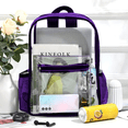 thumbnail image 2 of Mochila Transparente Morada Unisex Escolar y Conciertos, Resistente y Waterproof, con 2 Compartimentos y Bolsillo para Botella, Ligera, Trendy y Fabricada con Materiales Reciclados, 2 of 4