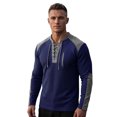 thumbnail image 5 of Conairie Polo Shirts For Men Long Sleeve Solid Color Fashion Lightweight Loose Button Up Henley Shirt Spring Comfort Classic Basic Blouse Navy L, 5 of 5
