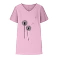 thumbnail image 4 of Jewelreauty Cotton Linen Shirts Women Short Sleeve V Neck Floral Print T-Shirts Casual Cozy Pullover Summer Tops (2XL, E Pink), 4 of 4