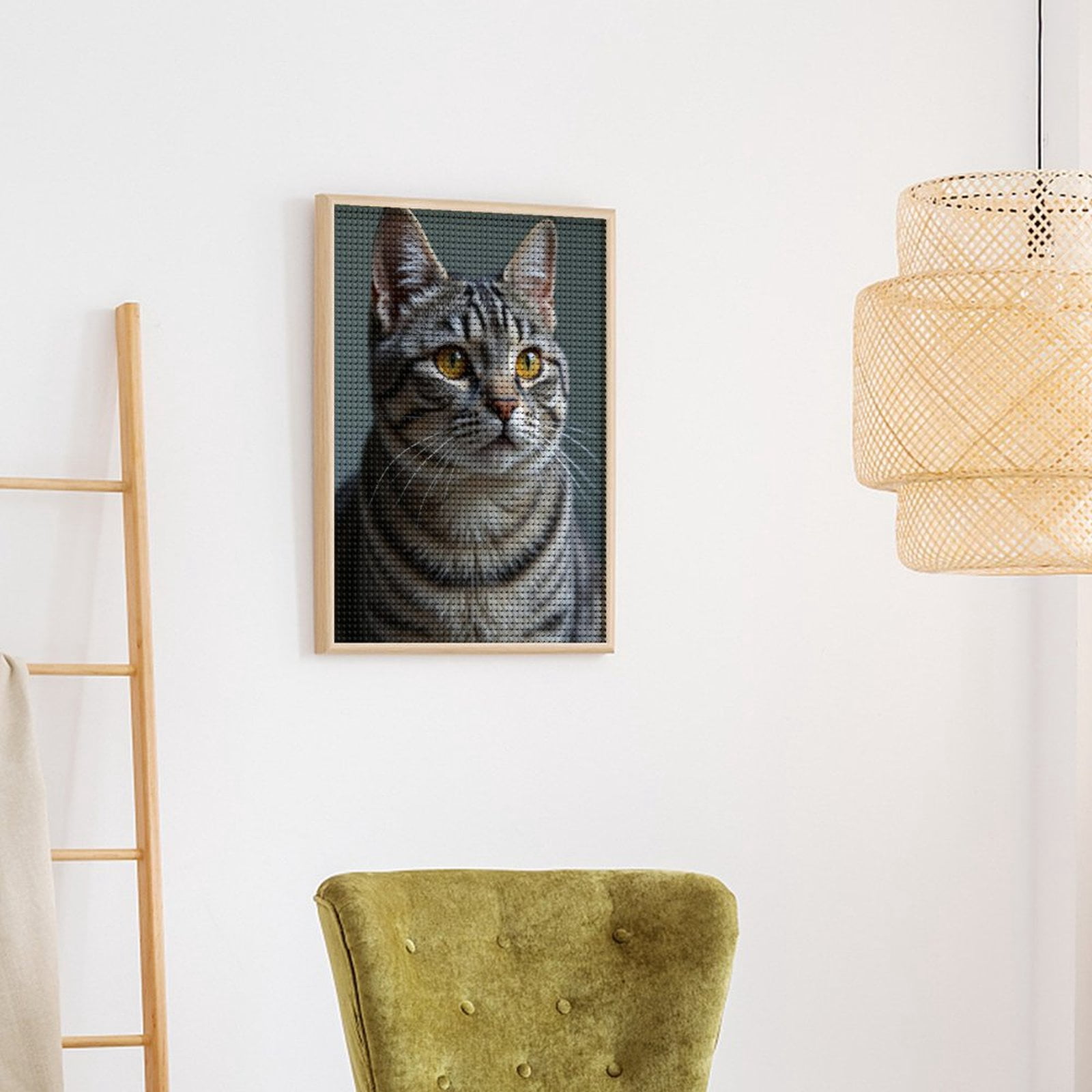 Diamond Art Kit for Adults, Majestic Tabby Cat Portrait Diamond Painting for Adults Beginners, 5D DIY Diamond Art Painting Kits, Colorful Diamond Painting Craft for Home Decor 12x16