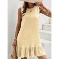 thumbnail image 3 of Women'S Ruffle Hem Sleeveless Tank Dress Round Neck Casual Smock Summer Mini Dresses  S, 3 of 6