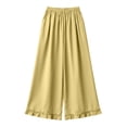 thumbnail image 4 of Cagogo Women's Wide Leg High Waisted Flowy Ankle Pants Casual Solid Loose Trousers for Summer Beach Work Lounge Palazzo Beachwear Clothes, Yellow L, 4 of 7
