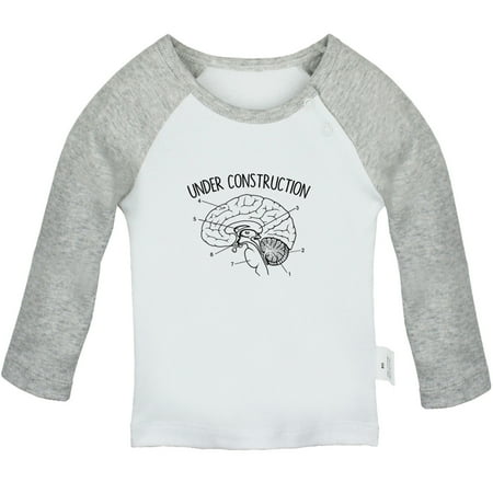 

Under Construction Funny T shirt For Baby Newborn Babies T-shirts Infant Tops 0-24M Kids Graphic Tees Clothing (Long Gray Raglan T-shirt 6-12 Months)