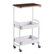 thumbnail image 1 of Carrito multiusos con ruedas, organizador deslizable, mesa pequeña, marco de metal, 3 niveles blanco, 1 of 9
