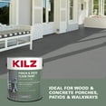 thumbnail image 3 of KILZ Porch & Patio Latex Floor Paint, Interior/Exterior, Low-Lustre Enamel, Slate Gray, 1 Gallon, 3 of 6